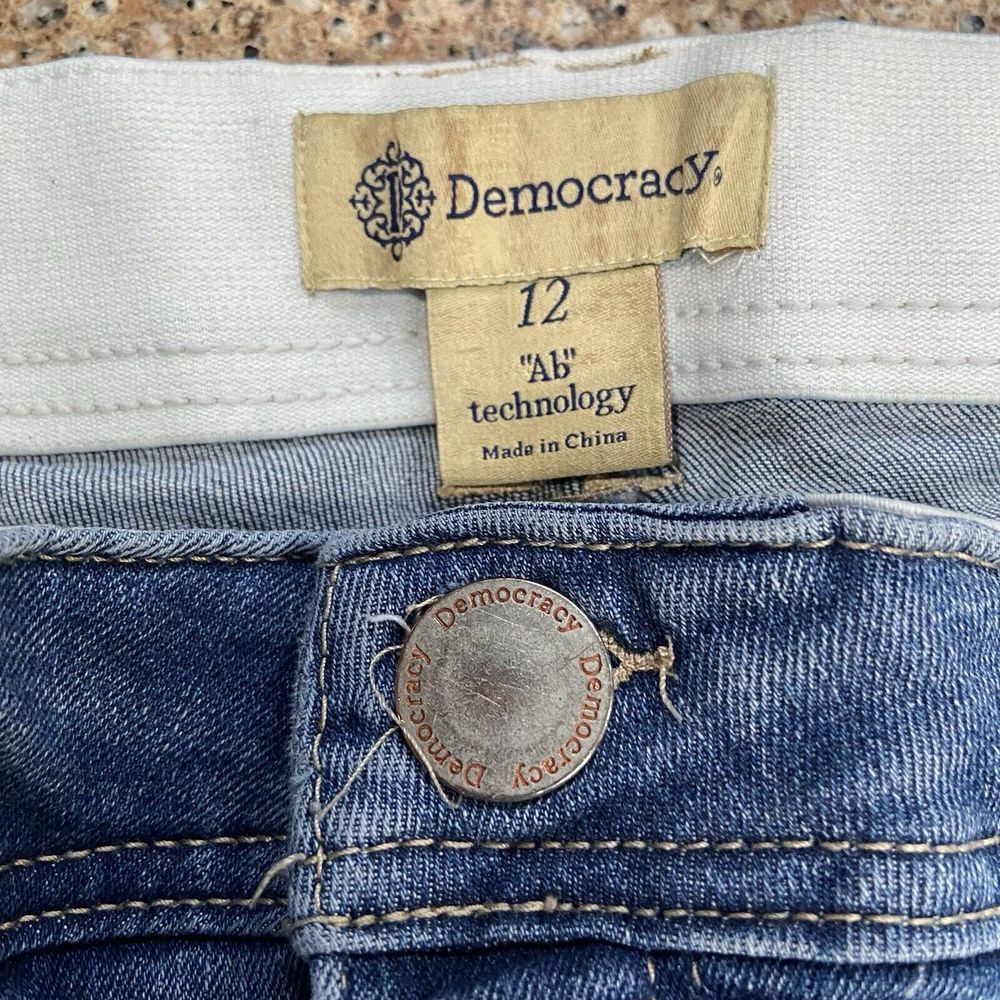 Democracy Ab Technology Jeans Womens 12/34x27 Blue Distressed Mid Rise - Picture 4 of 10